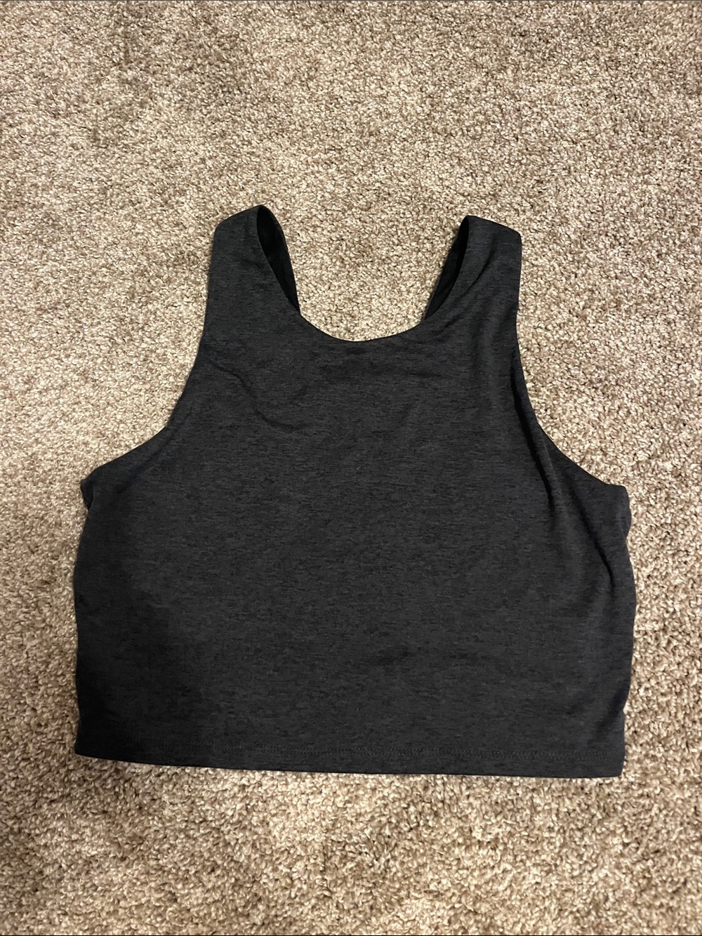 Kyodan Brand Athletic Crop Top with Built-in Sports Bra- Charcoal Gray- Size M